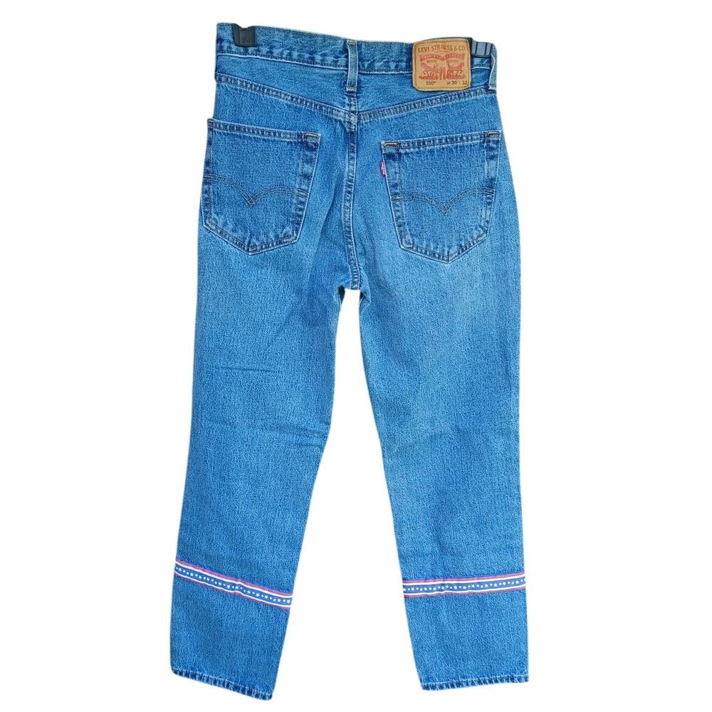 Levi's 550 Upcycled Americana Star Ribbon Jeans W30 Y2K Festival Indie - Picture 3 of 9